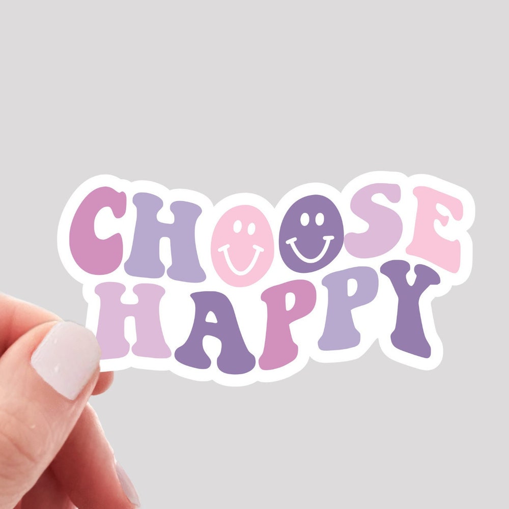 DOPASTICKER Choose Happy Sticker, Be Happy Sticker, Smiley Face Sticker ...