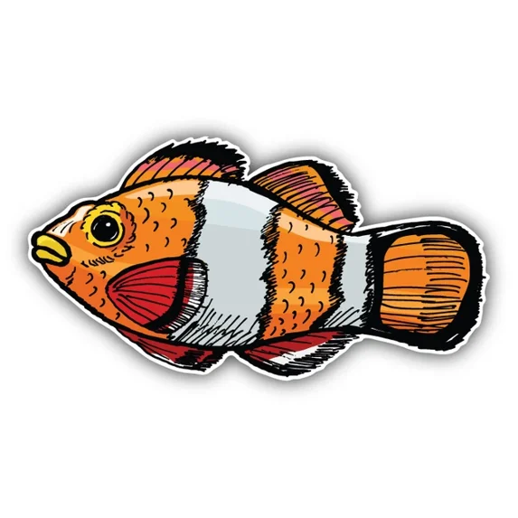 Dg Sticker Fish DOPASTICKER Clown Fish Hand Drawn Sticker Decal Phone Decal Water ...