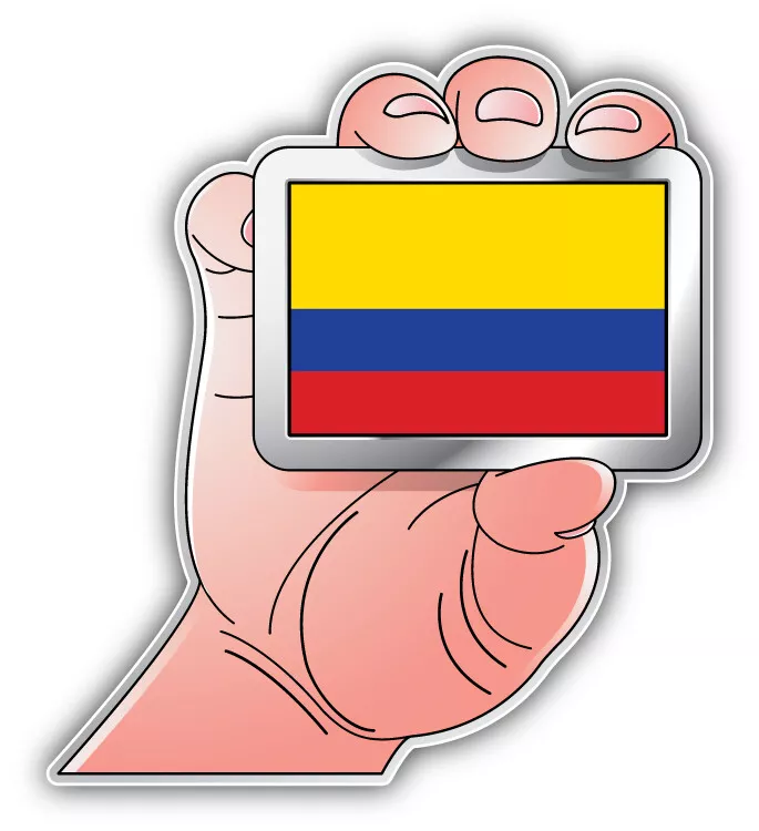 Colombia Flag Map Vinyl Bumper Sticker - 5 Inches, UV Protected