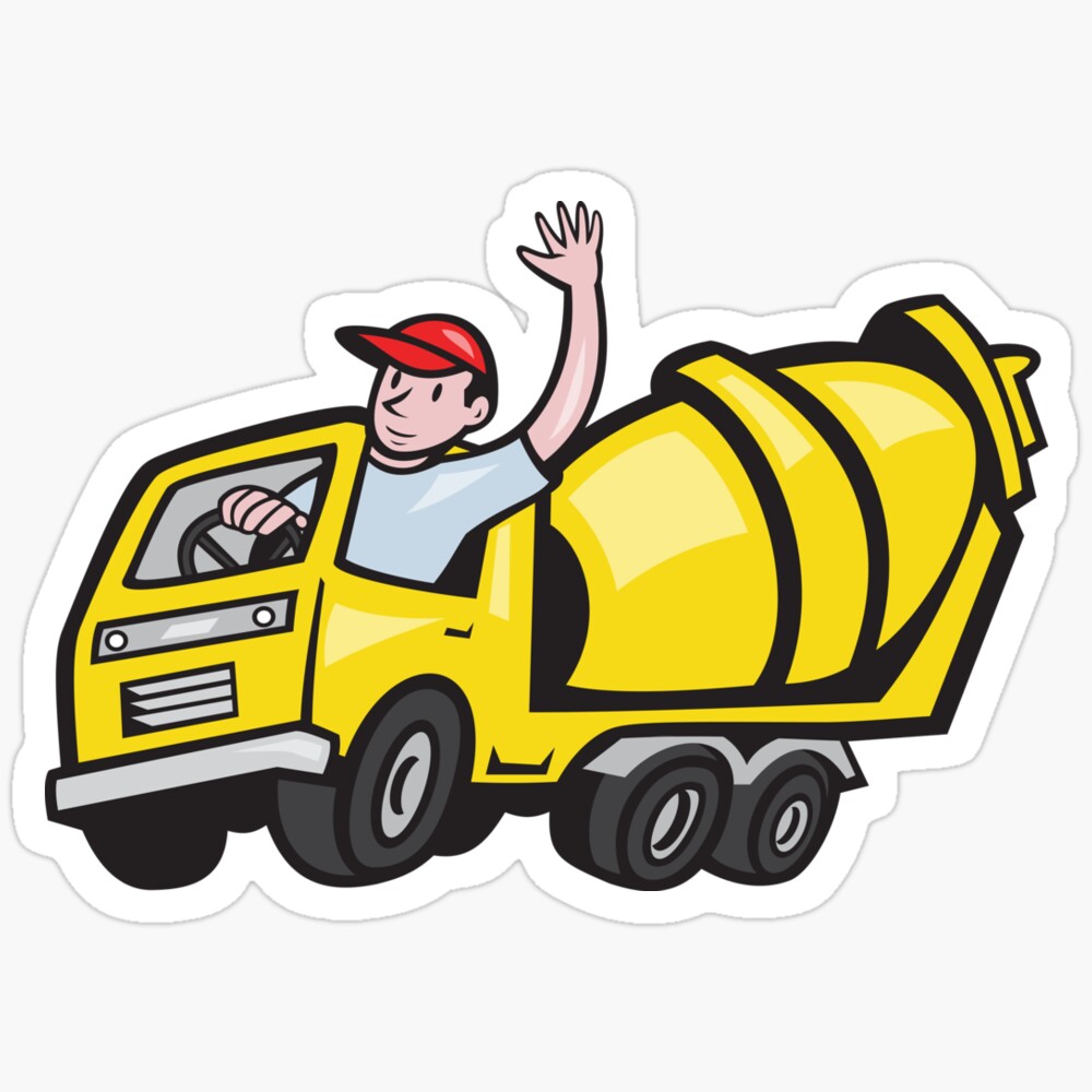 DOPASTICKER Construction Worker Driver Cement Mixer Truck Sticker Phone ...