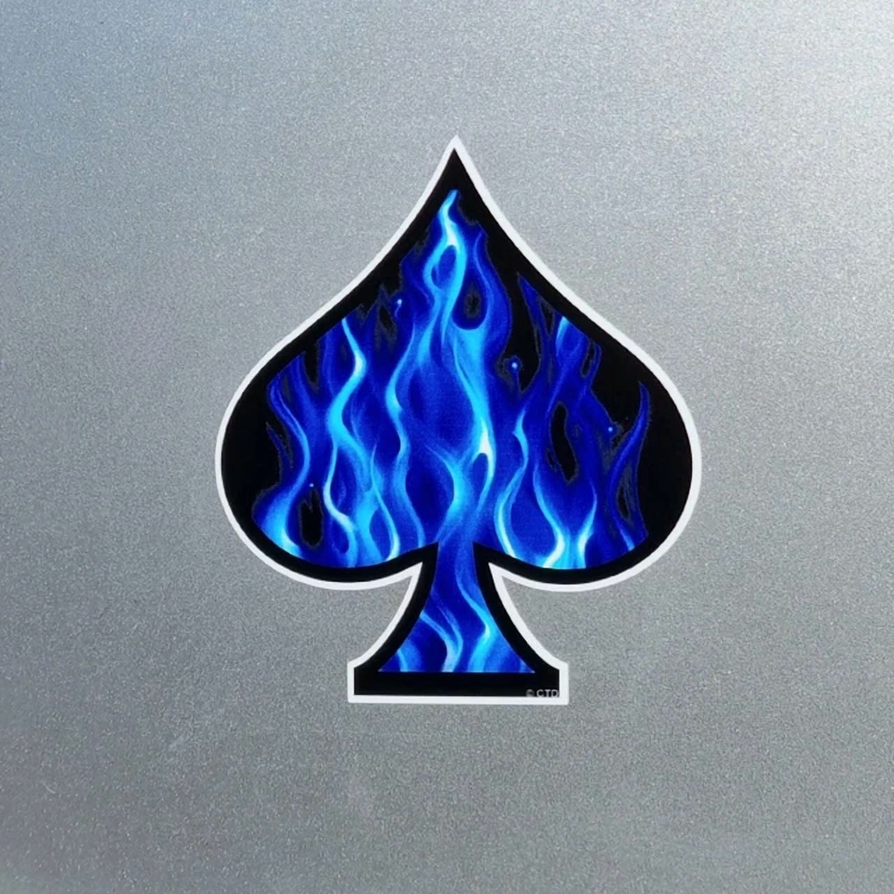 DOPASTICKER Cool Blue Fire Flames Ace Of Spades Sticker For Car Van ...