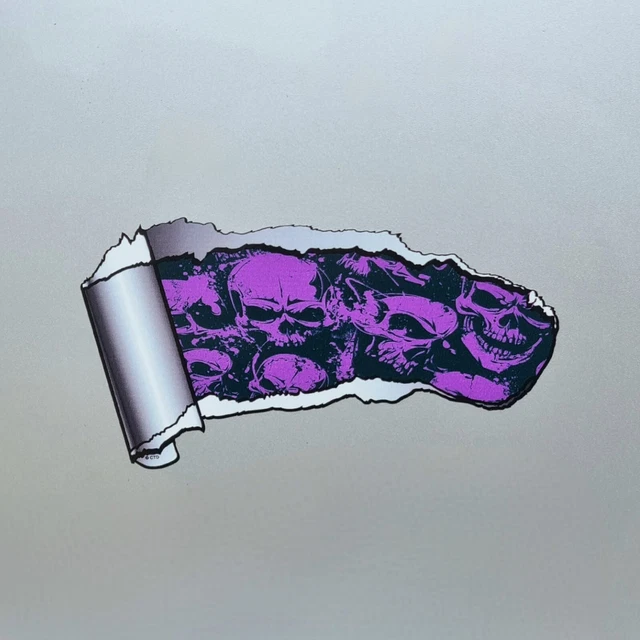 2 Slash Sticker DOPASTICKER Cool Purple Skulls Ripped Metal Slash Sticker For Car Van ...
