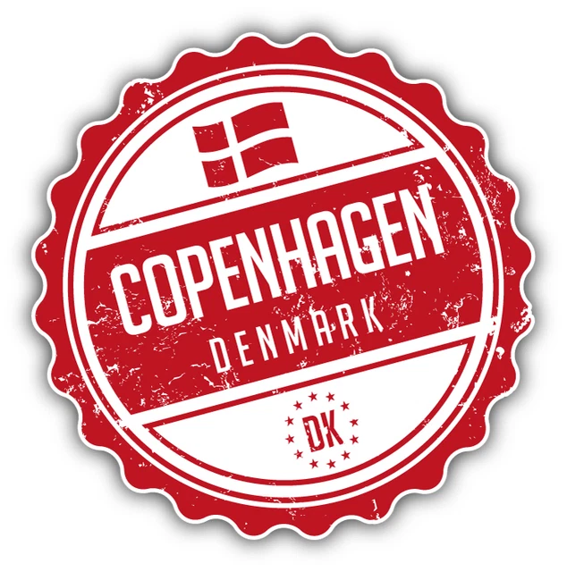 Denmark Meme Sticker DOPASTICKER Copenhagen City Denmark Flag Grunge Travel Sticker Decal ...