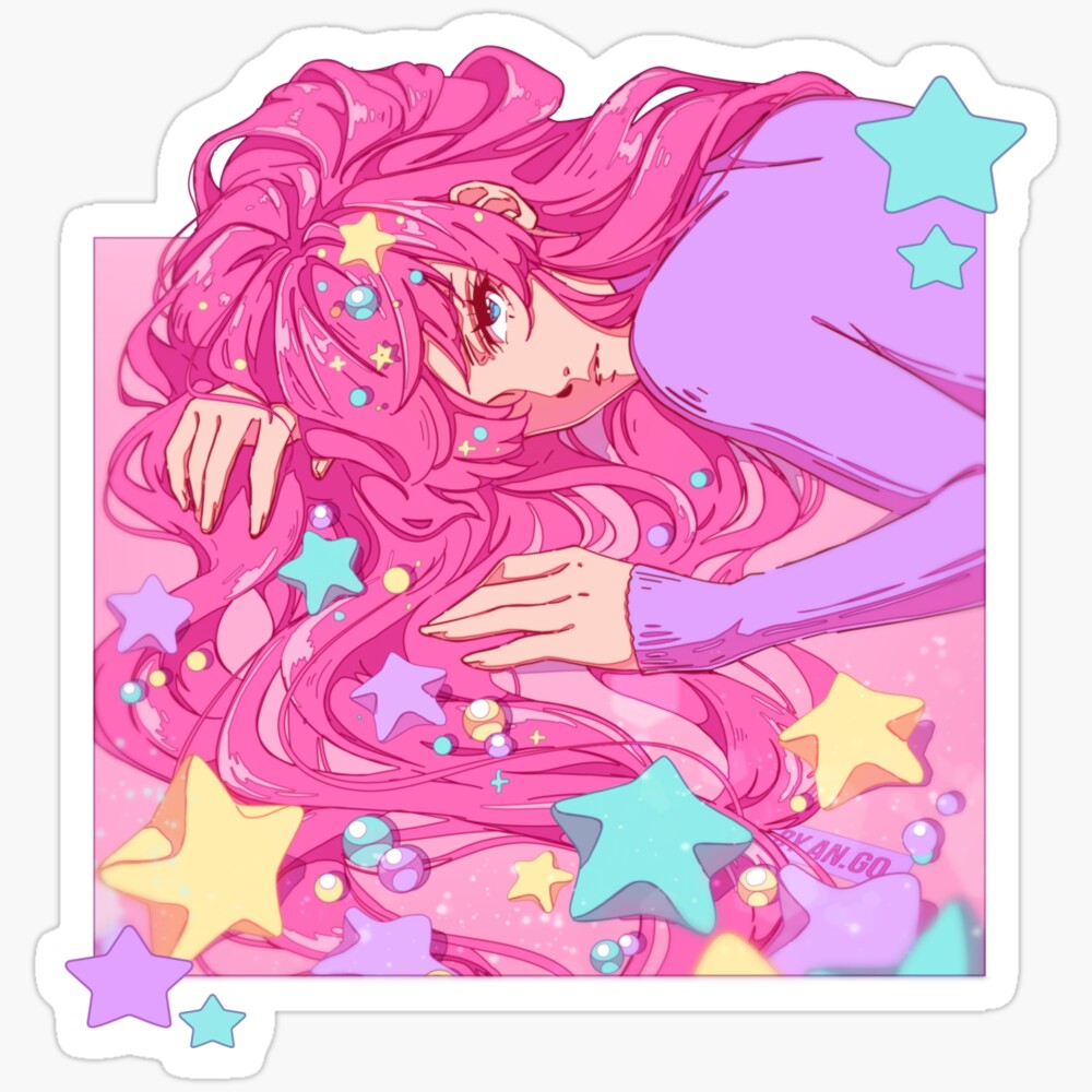 Sticker 3288 DOPASTICKER Copy Of The Anime Girl And The Shiny Stars Sticker Phone ...