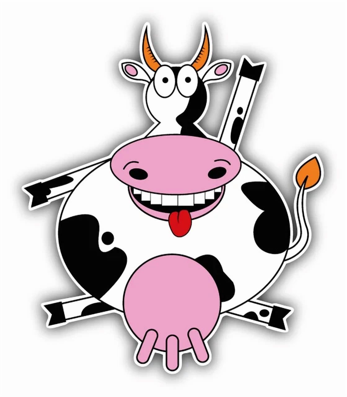 DOPASTICKER Cow Cartoon Sticker Decal Phone Decal Water Bottle Stickers ...