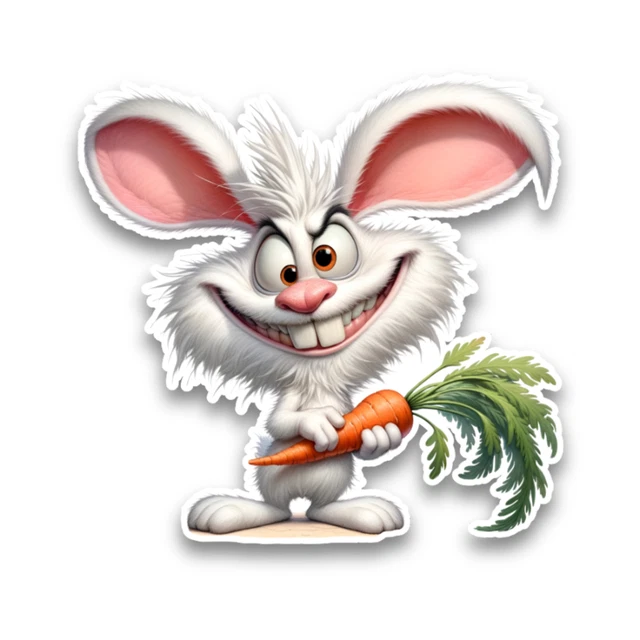 DOPASTICKER Crazy Bunny Rabbit Holding Carrot Sticker Decal Car ...