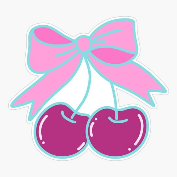 DOPASTICKER Crimson Pink Cherry Sticker, Phone Sticker Water Bottle ...