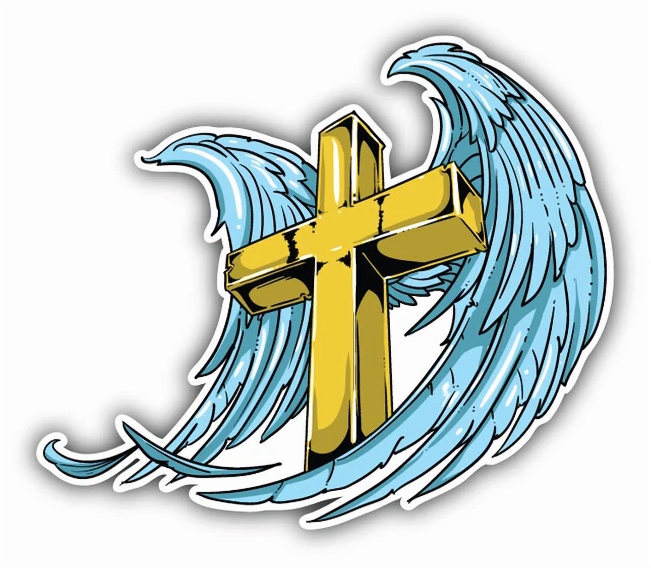 DOPASTICKER Cross Wings Car Sticker Phone Decal Water Bottle Stickers ...