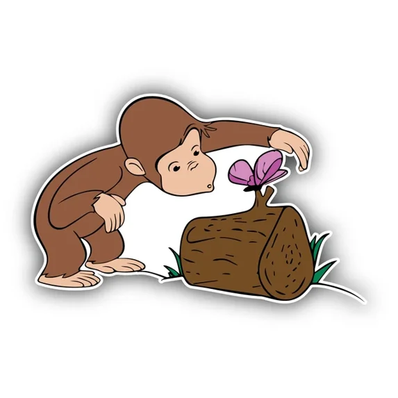 DOPASTICKER Curious George Cartoon Butterfly Sticker Decal Phone Decal ...