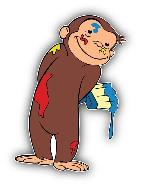 DOPASTICKER Curious George Cartoon Paint Sticker Decal Phone Decal ...