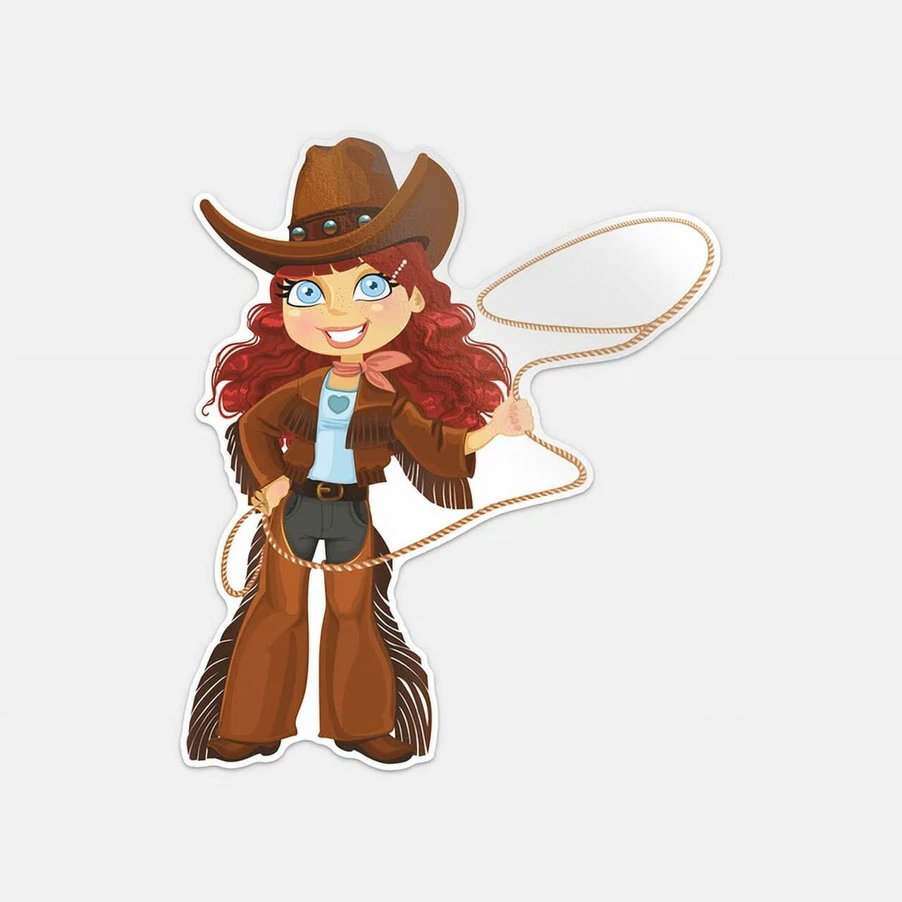 DOPASTICKER Curly Hair Cowgirl Lasso Sticker Decal Phone Decal Water ...