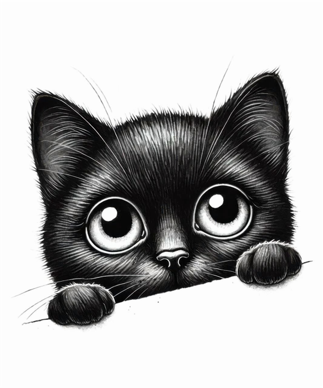 DOPASTICKER Cute Black Cat Car Sticker Looks Out Motif Phone Sticker ...