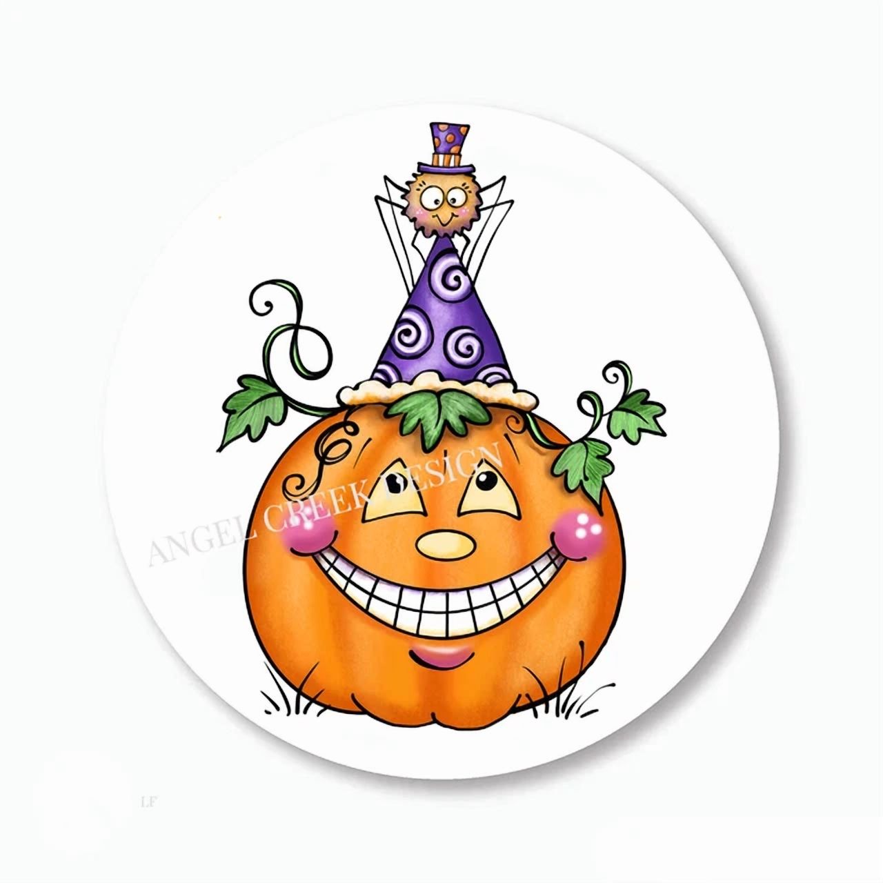 Hal Sticker DOPASTICKER Cute Hal.Low.Een Purple Spider Hat Stickers Hal.Low.Een ...