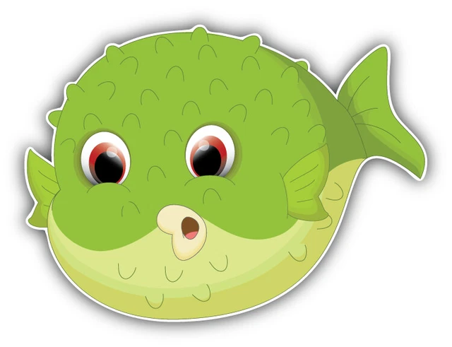 DOPASTICKER Cute Puffer Fish Cartoon Sticker Decal Phone Decal Water ...