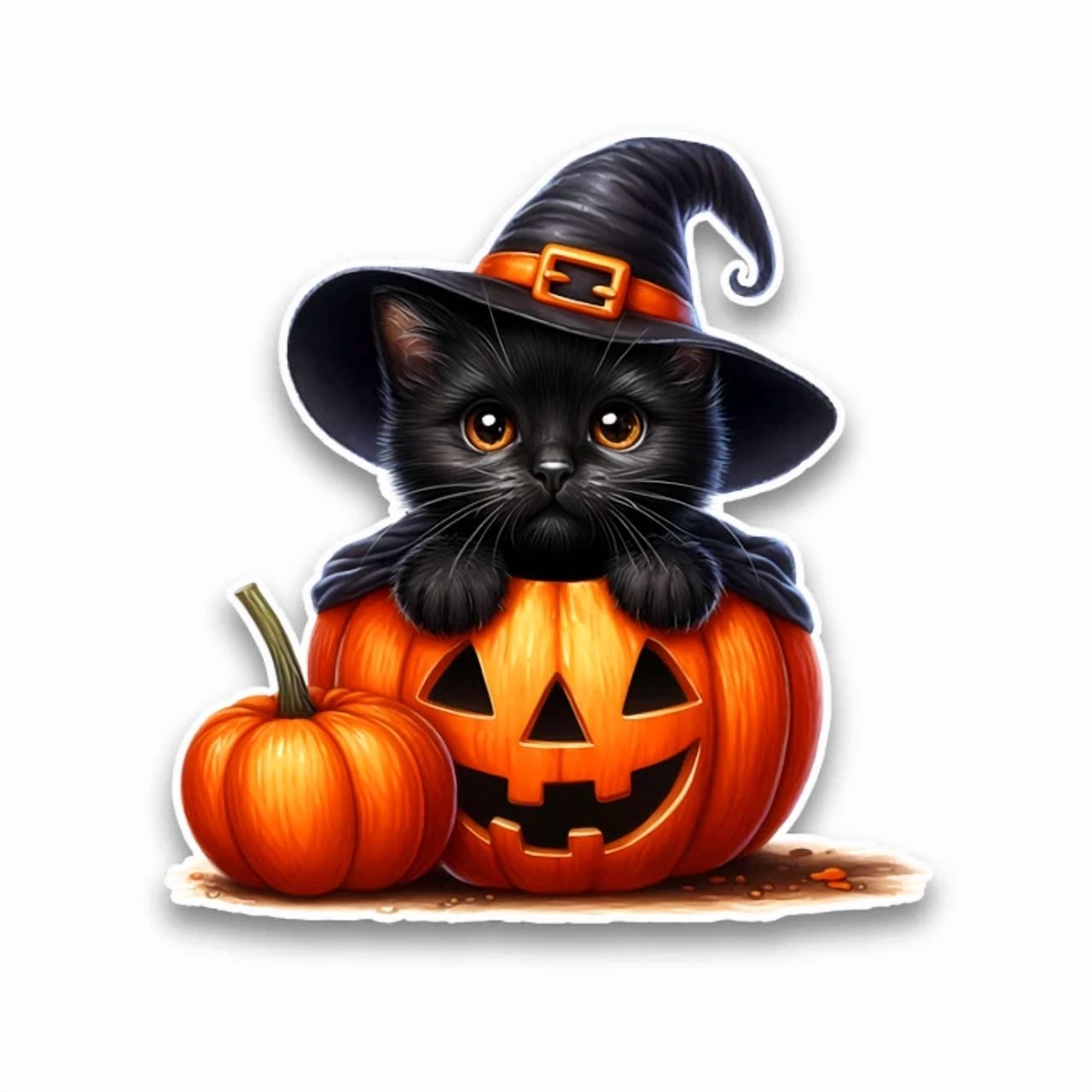 Hal Sticker DOPASTICKER Cute Witc.H Black Cat Pumpkin Hal.Low.Een Sticker Decal Car ...