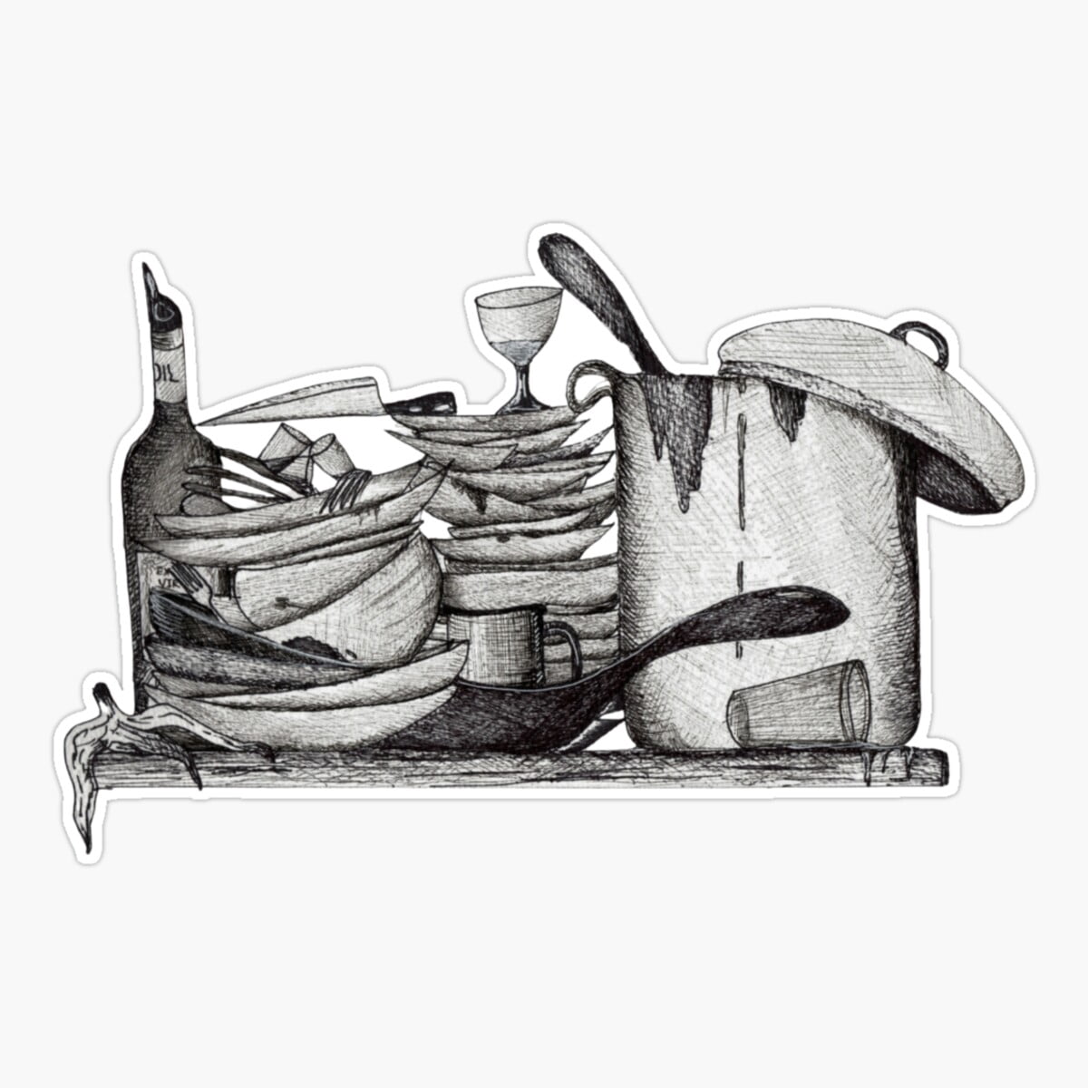 DOPASTICKER Daily Routines With Dishes In The Kitchen Sticker, Phone ...