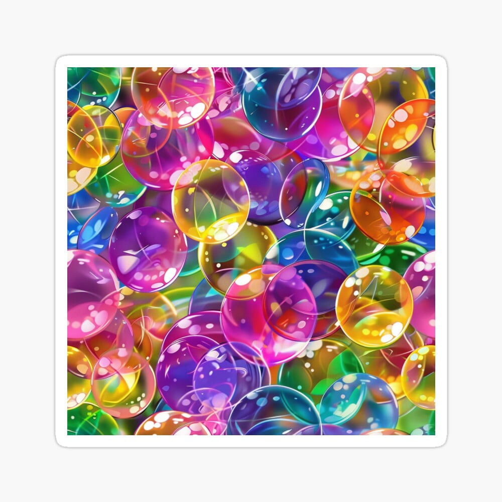 DOPASTICKER Dance Of The Colorful Bubbles Glossy Sticker Decorative ...