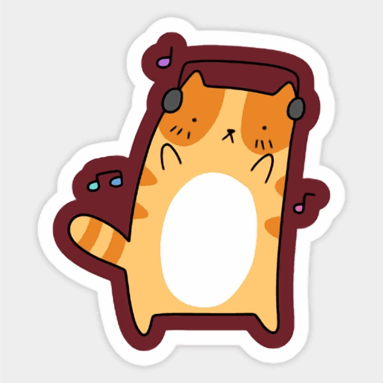 DOPASTICKER Dancing Headphones Cat, Phone Sticker, Latop Sticker, Lover ...