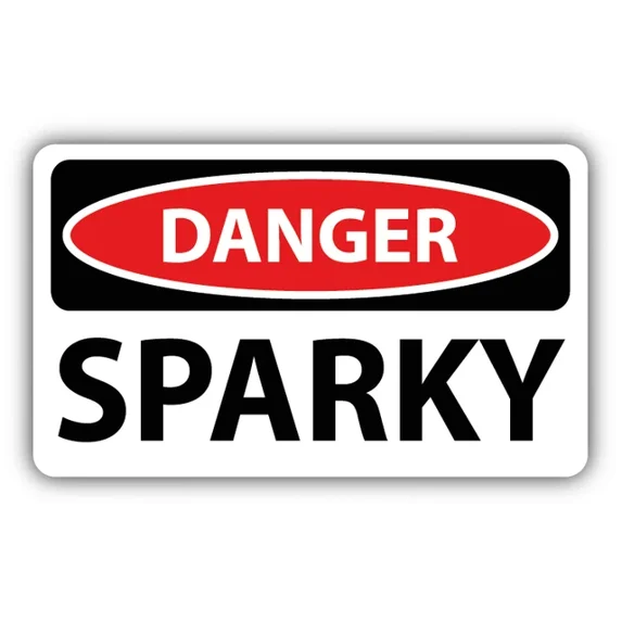 DOPASTICKER Danger Sparky Sign Warning Sticker Decal Phone Decal Water ...