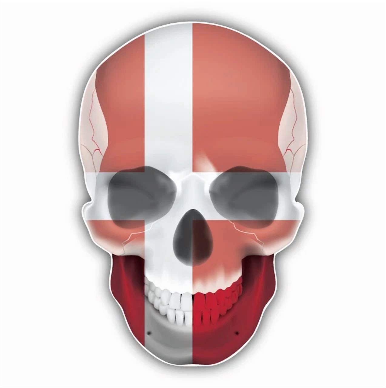 Denmark Meme Sticker DOPASTICKER Denmark Flag Human Skull Sticker Decal Phone Decal Water ...