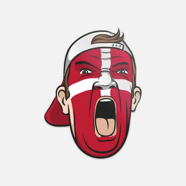 Denmark Meme Sticker DOPASTICKER Denmark Football Fan With National Flag Sticker Decal Phone ...
