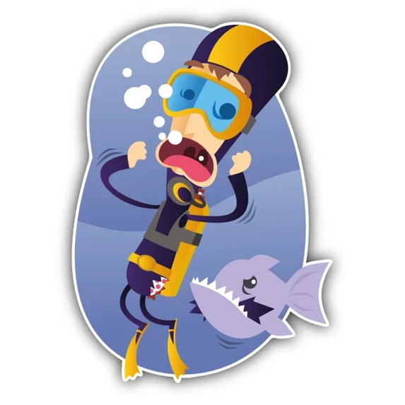 DOPASTICKER Diver Deep Sea Danger Car Sticker Phone Decal Water Bottle ...