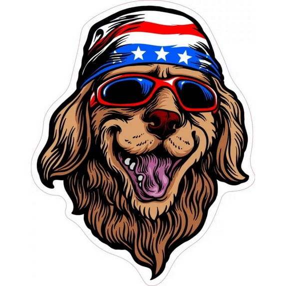 DOPASTICKER Dog W,American Flag Printed Dew Rag Window Decal Multiples ...