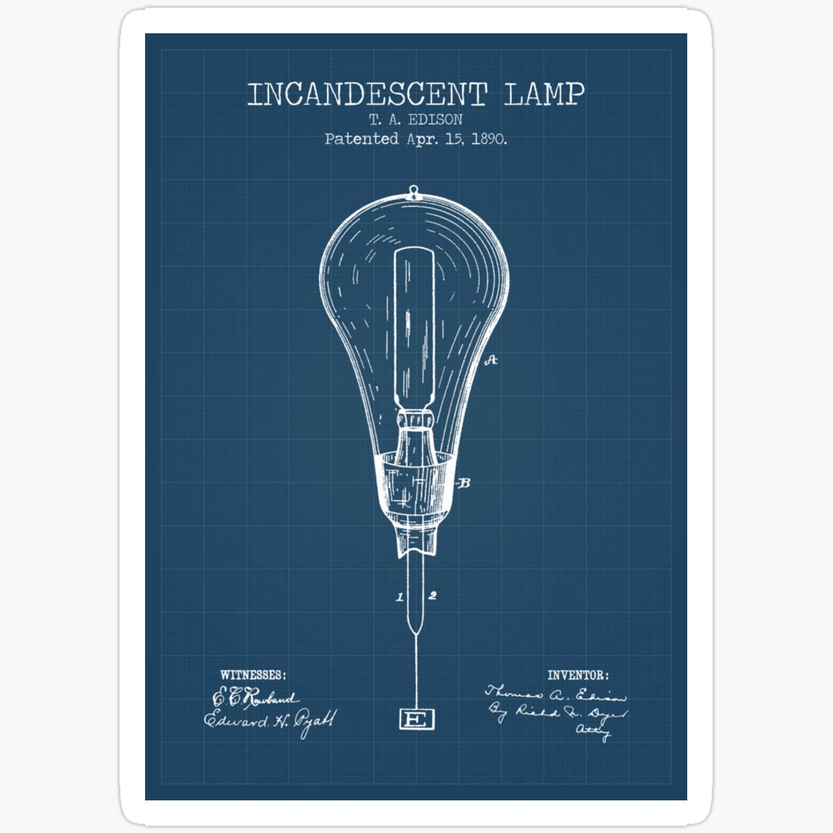 DOPASTICKER Edison Light Bulb Blueprint Patent Sticker Birthday Gifts ...