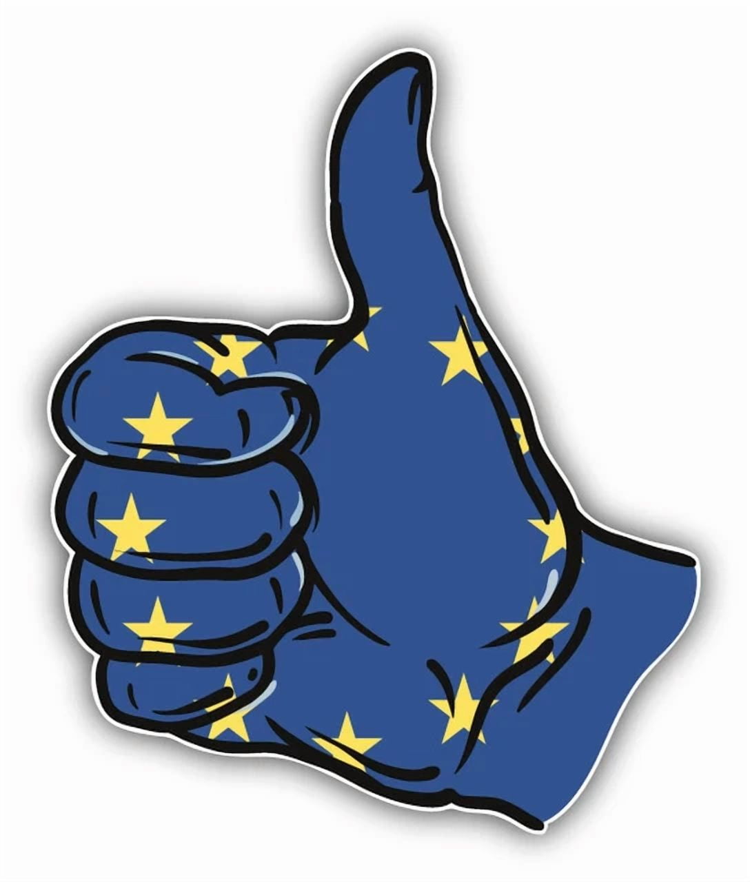 DOPASTICKER Europian Union World Flag Hand Thumb Up Sticker Decal Phone ...