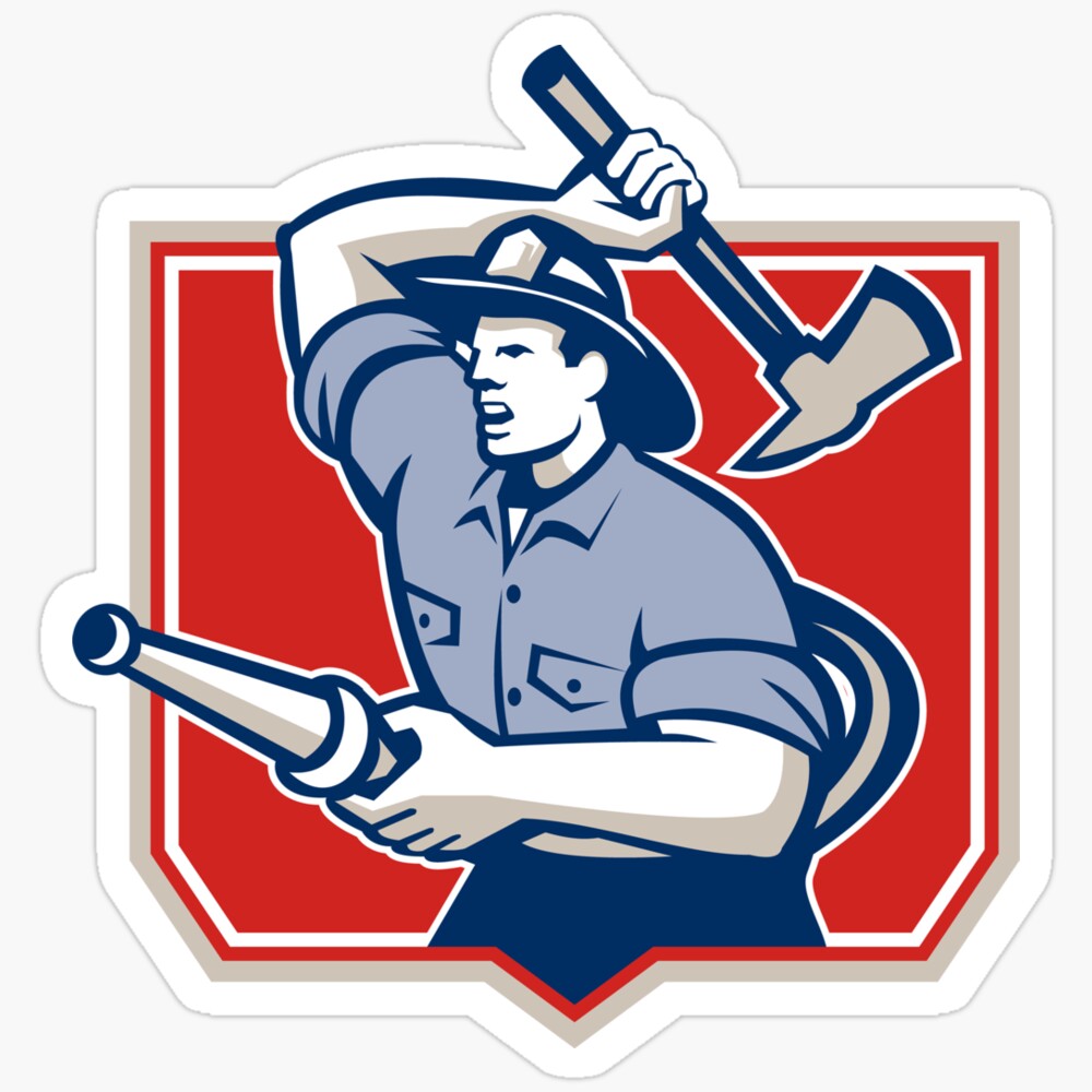 DOPASTICKER Fireman Firefighter Wielding Fire Axe Sticker Phone Decal ...