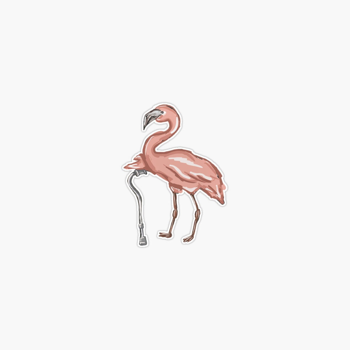 DOPASTICKER Flamingo With Cane Sticker, Phone Sticker Car Stickers ...