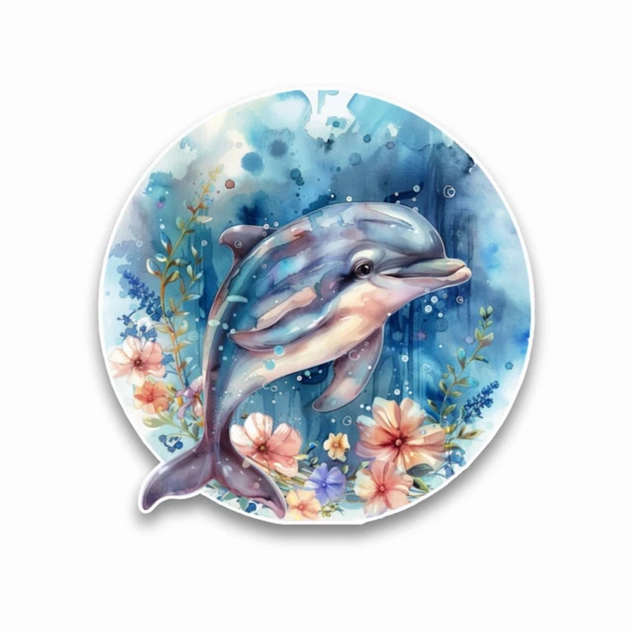 DOPASTICKER Floral Dolphin Watercolour Sticker Decal Car Window ...