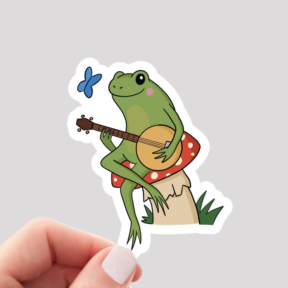 DOPASTICKER Frog Sticker, Cottagecore Sticker, Banjo Frog Sticker, Toad ...