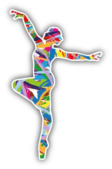 DOPASTICKER Girl Dancer Colorful Silhouette Car Sticker Phone Decal ...