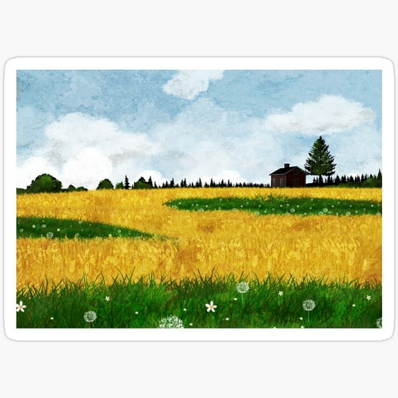 DOPASTICKER Golden Field Sticker Phone Decal Water Bottle Stickers ...