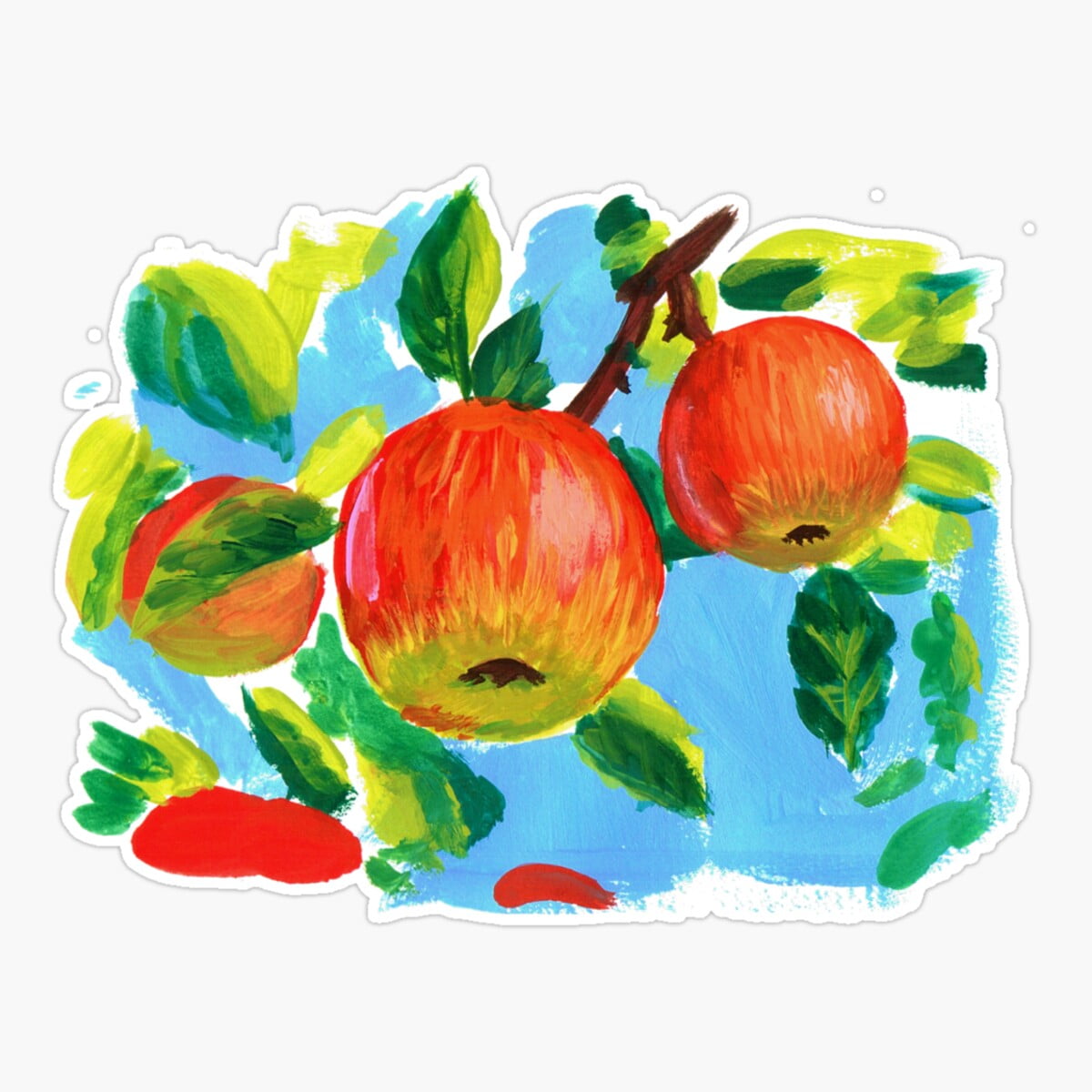 DOPASTICKER Gouache Apples Sticker, Phone Sticker Water Bottle Sticker ...