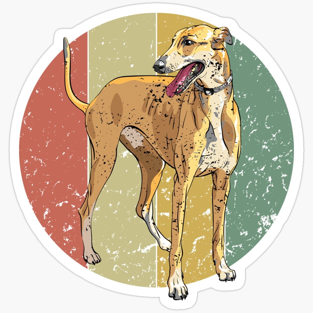 DOPASTICKER Greyhound Dog Breed Rescue Puppies, Retro Design Gift ...
