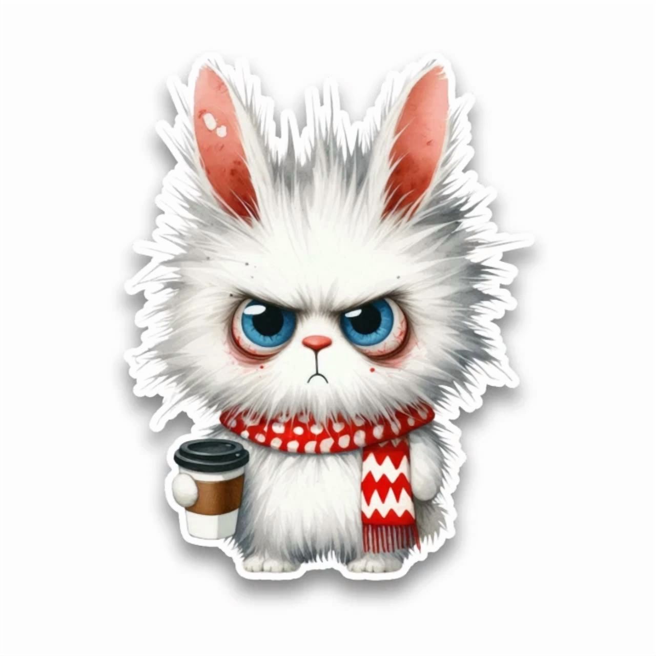 DOPASTICKER Grumpy Tired Rabbit Animal Sticker Decal Car Scrapbook ...