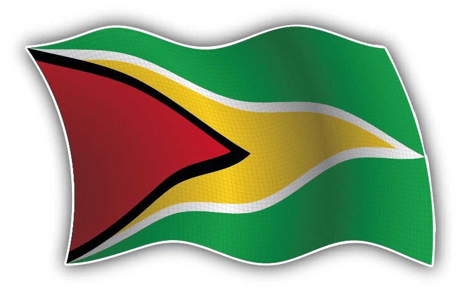 Guyana Flag Map Decal Sticker - Vinyl Bumper Sticker, 5 Inch, Waterproof & UV Protected