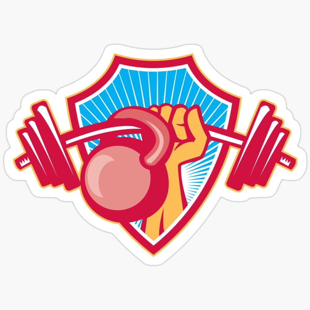 DOPASTICKER Hand Lifting Barbell Kettlebell Crest Glossy Sticker Phone ...