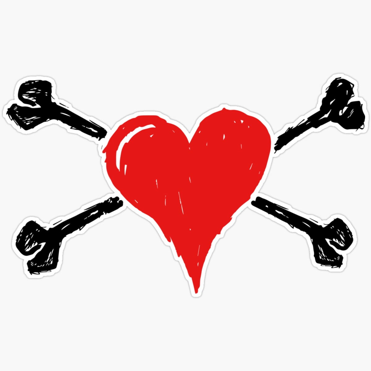 DOPASTICKER Heart 'N' Bones Sticker Decorative Laptop, Phone Stickers ...