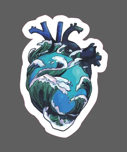 DOPASTICKER Heart Sticker Ocean Waves Travel Tropical Beach Sticker ...