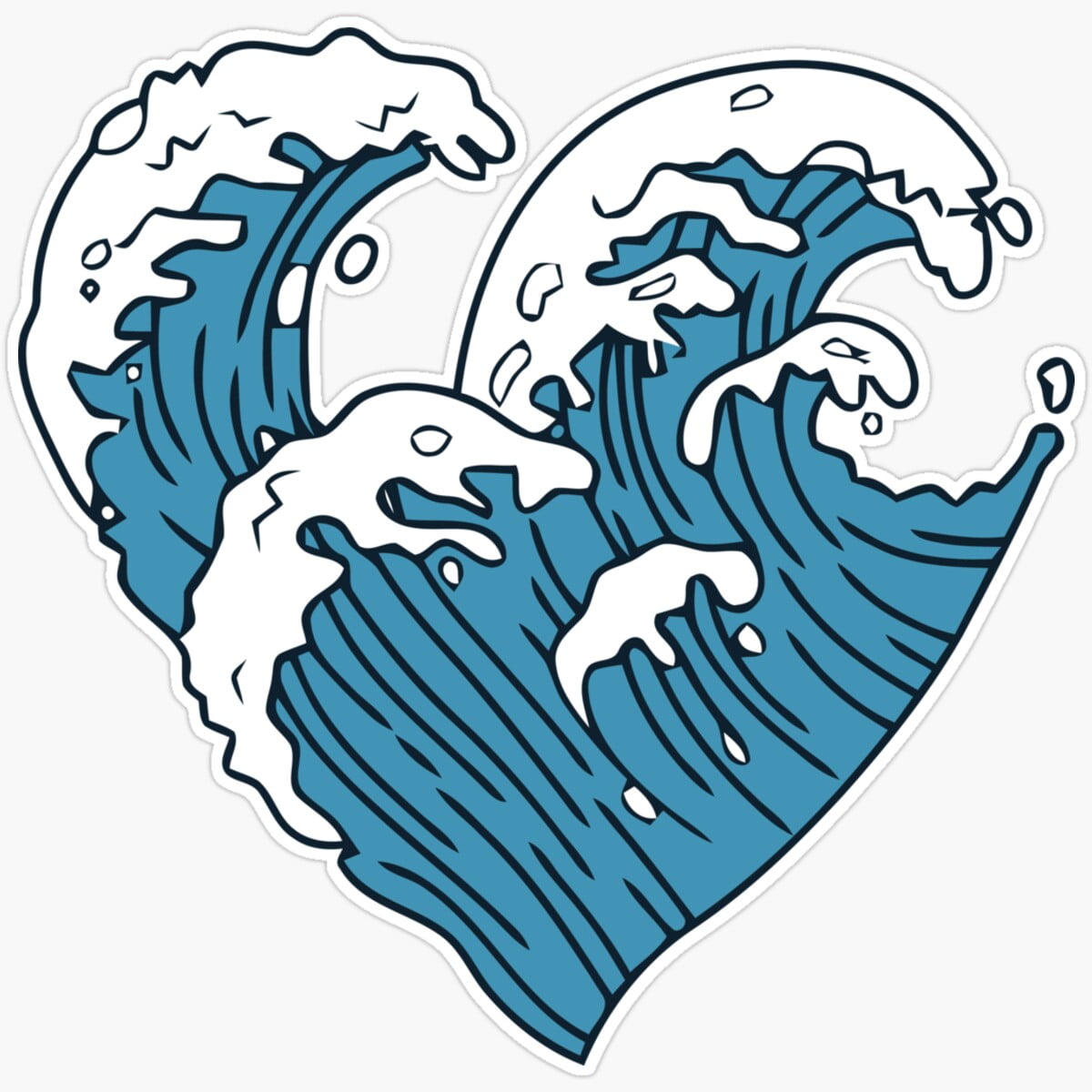 DOPASTICKER Heart Wave Sticker Decorative Laptop, Phone Stickers ...