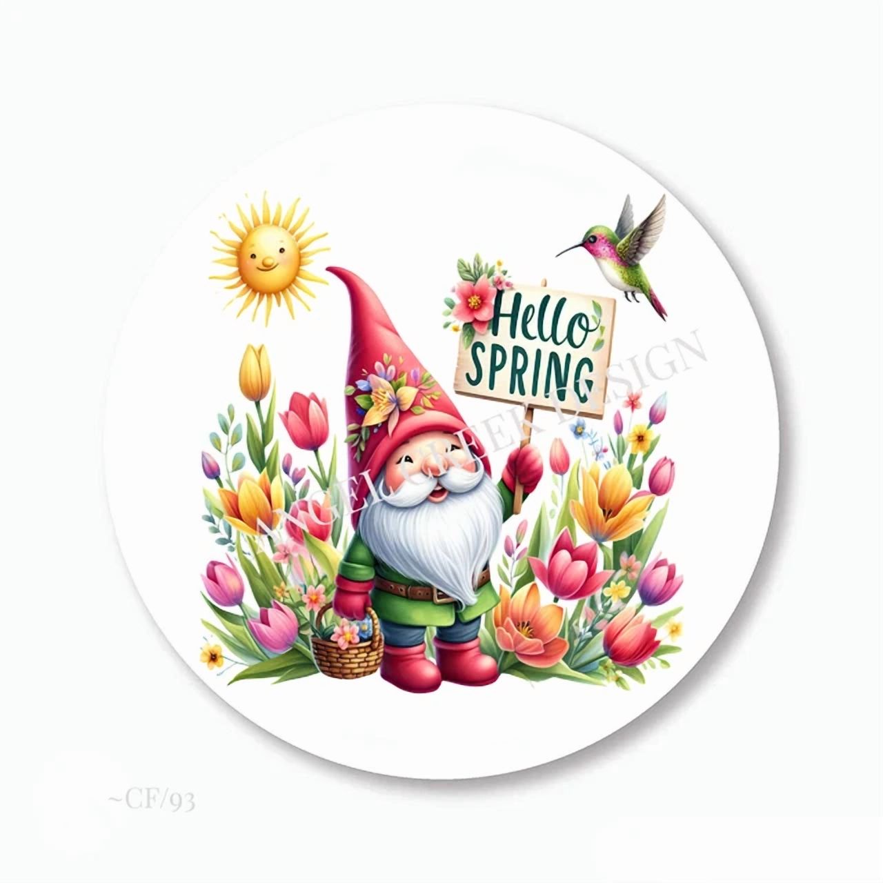 Hello Spring Hummingbird DOPASTICKER Hello Spring Flowers Gnome Hummingbird Envelopes Stickers ...