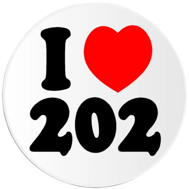 DOPASTICKER I Love 202, Area Code Washington Dc Phone Decal Water ...