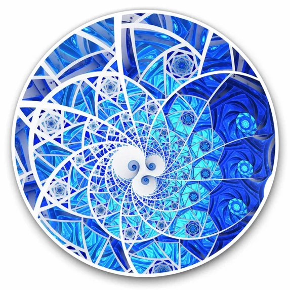 DOPASTICKER Ice Blue Isometric Swirl Mosaic Fractal Cool Gift ...