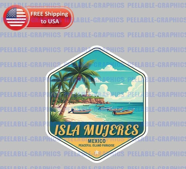 DOPASTICKER Isla Mujeres Mexico Country Sticker Souvenir Travel Map ...
