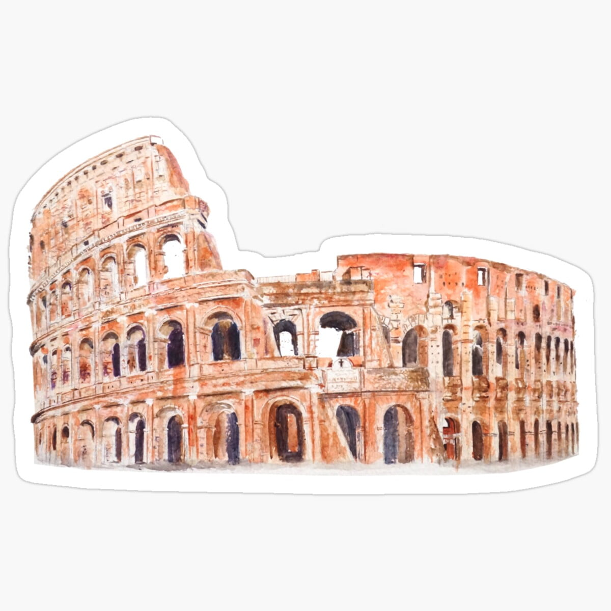 DOPASTICKER Italy Rome Colosseum Watercolor Painting Sticker Birthday ...