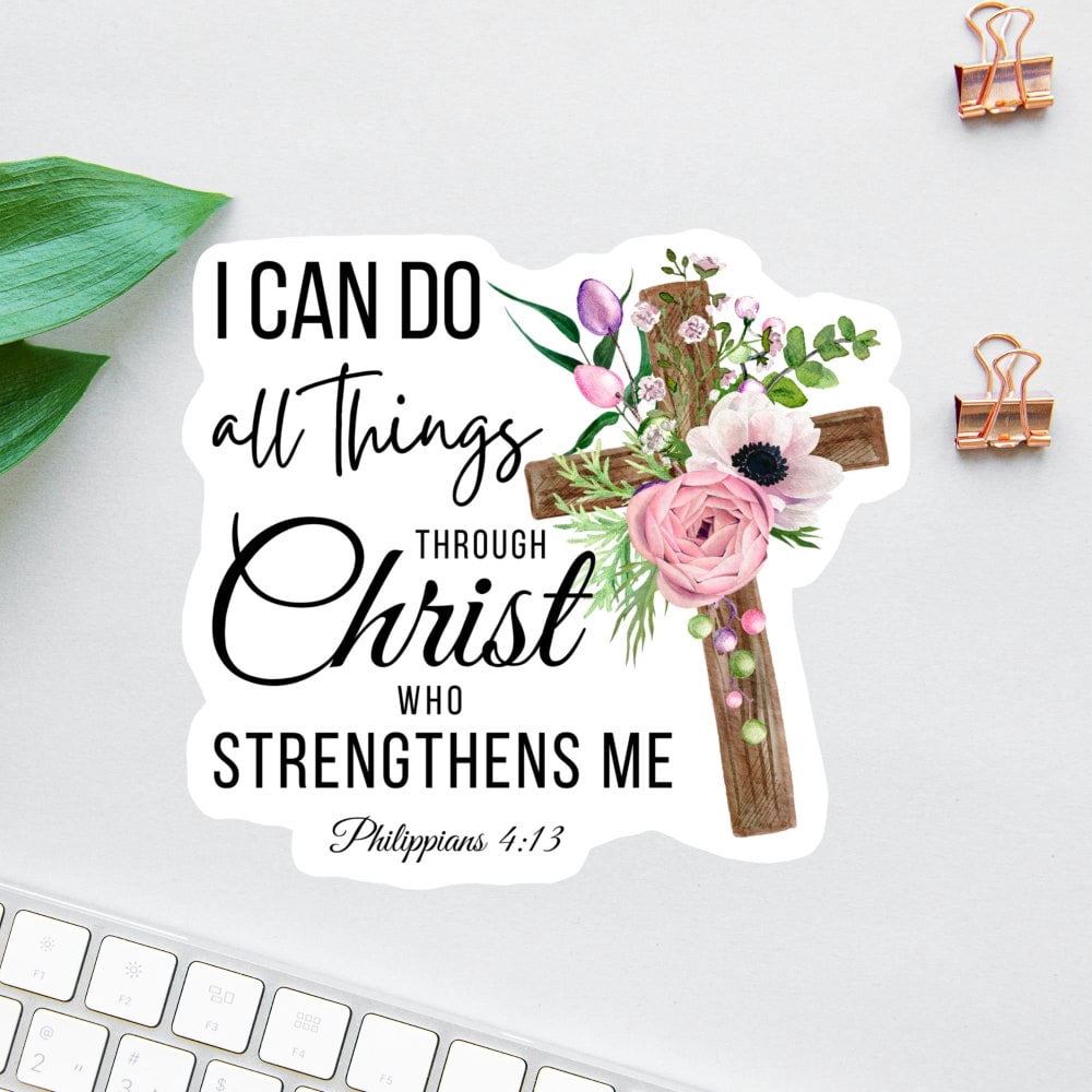 Jesus Label DOPASTICKER Jesus Sticker, All Things Through Christ Stickers, Stickers ...
