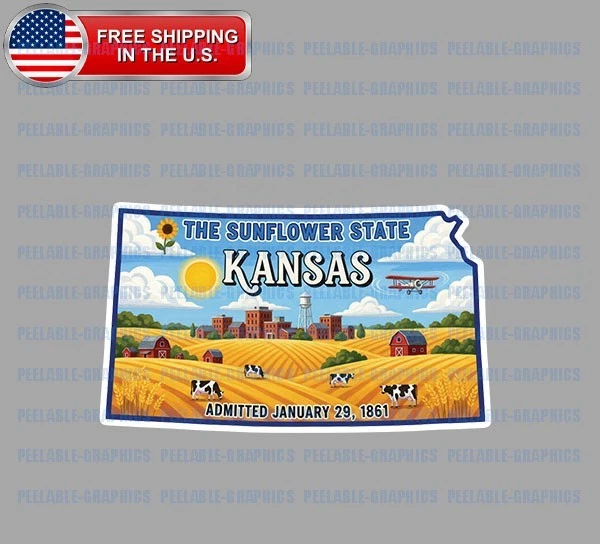 DOPASTICKER Kansas State Sticker Souvenir Travel Sticker Phone Sticker ...